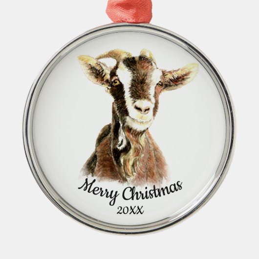 Eigen Boerderij voor kerstmis-Waterverf Metalen Ornament (Voorkant)