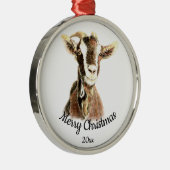 Eigen Boerderij voor kerstmis-Waterverf Metalen Ornament (Rechts)