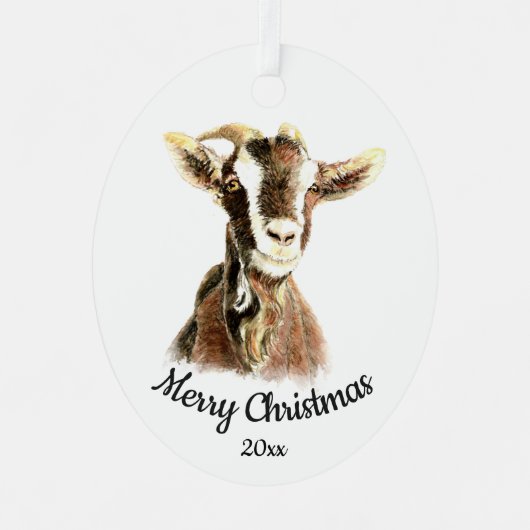 Eigen Boerderij voor kerstmis-Waterverf Metalen Ornament (Voorkant)