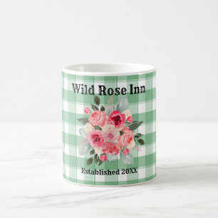 Eigen boerderijland Gingham Wilde Rozen Koffiemok