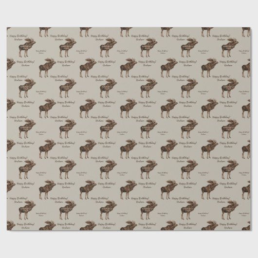 Eigen boodschap van bruin en karamel Rustic Moose Cadeaupapier (Vlak)