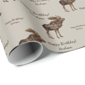 Eigen boodschap van bruin en karamel Rustic Moose Cadeaupapier (Rol Hoek)