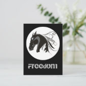 Eigen briefkaart van zwarte en witte tribale paard (Staand voorkant)