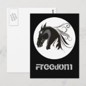 Eigen briefkaart van zwarte en witte tribale paard (Voorkant / Achterkant)