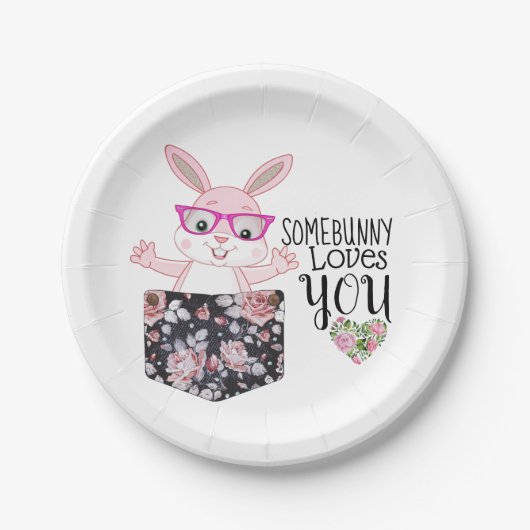 Eigen broekbloemen - Sweet Baby Girl Bunny Glasses Papieren Bordje (Voorkant)