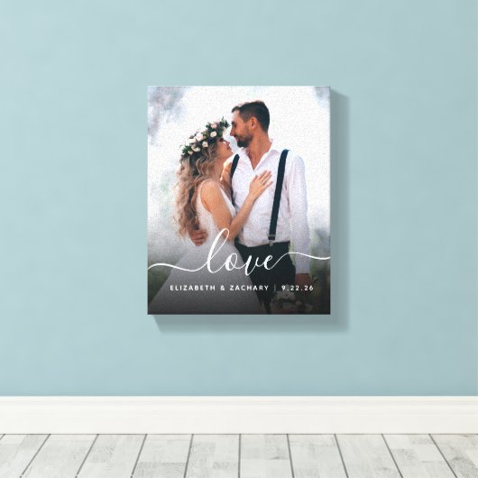 Eigen bruiloft Fotoliefhebbers White Script Canvas Afdruk (Insitu (Houten vloer))