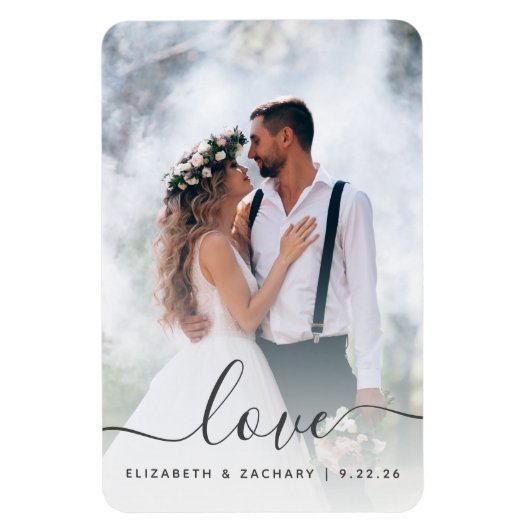 Eigen bruiloft Foto's grijs script Magneet (Verticaal)