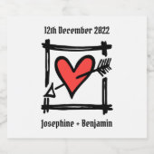 Eigen bruiloft Liefde Heart Black & Red Bottle Lab Bier Etiket (Enkel label)