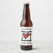 Eigen bruiloft Liefde Heart Black & Red Bottle Lab Bier Etiket (Voorkant)