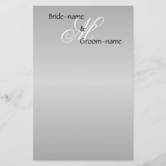 Eigen bruiloft Monogram grijs zwart-wit Briefpapier (Voorkant)