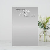 Eigen bruiloft Monogram grijs zwart-wit Briefpapier (Staand voorkant)