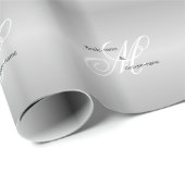 Eigen bruiloft Monogram grijs zwart-wit Cadeaupapier (Rol Hoek)