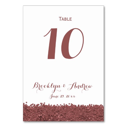 Eigen bruine marsala White Wedding Table Numbers Kaart (Achterkant)