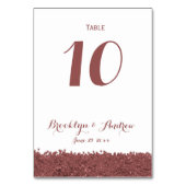 Eigen bruine marsala White Wedding Table Numbers Kaart (Voorkant)