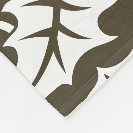 Eigen bruine MONOGRAM Holly Leaves Fleece Deken (Hoek)