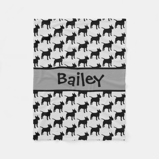 Eigen bull Terrier Dog Silhouette Fleece Deken (Voorkant)