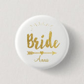 Eigen Button Faux Gold Foil Bride Wedding Team (Voorkant)