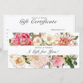 Eigen cadeaubon Gold White -  Floral (Voorkant / Achterkant)