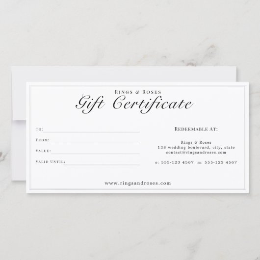 Eigen cadeaubon Gold White -  Floral (Achterkant)