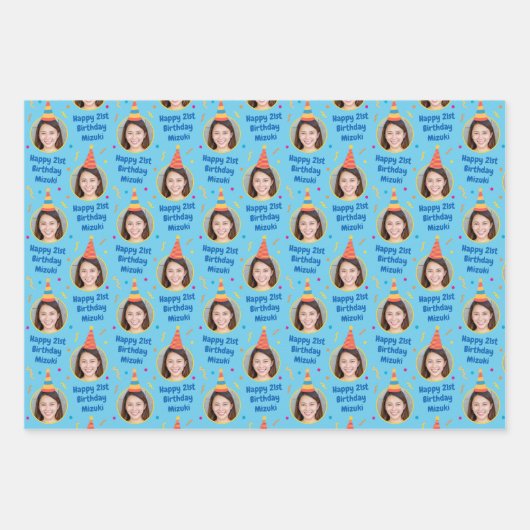 Eigen cadeaubon op feestdag Pet blauw Inpakpapier Vel (Voorkant 2)