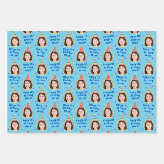 Eigen cadeaubon op feestdag Pet blauw Inpakpapier Vel (Voorkant)