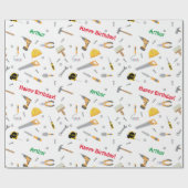 Eigen cartoon - DIY-gereedschappen, wit verpakking Cadeaupapier (Vlak)