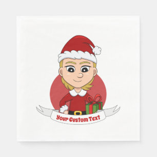 Eigen cartoons voor kerstmeisjes servet