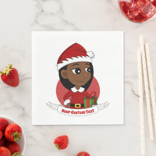 Eigen cartoons voor kerstmeisjes servet