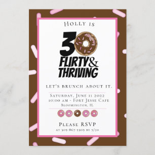 Eigen chocolade Donut 30th Birthday Brunch Kaart