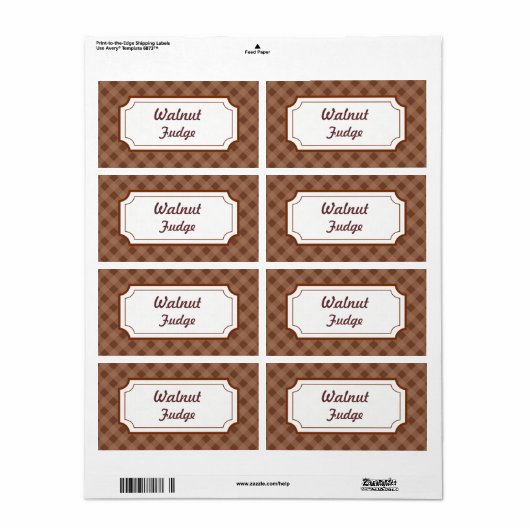 Eigen chocolade-etiketten van Gingham Etiket (Full Sheet)
