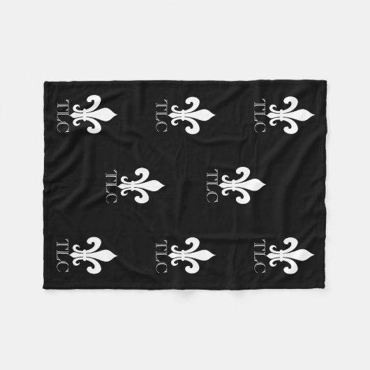 Eigen chroommonogram fleur de lis fleece deken (Voorkant (Horizontaal))
