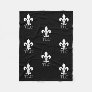 Eigen chroommonogram fleur de lis fleece deken