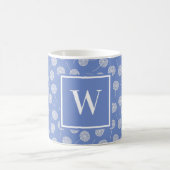Eigen cornflower Blue Dandelion Monogramed Koffiemok (Center)