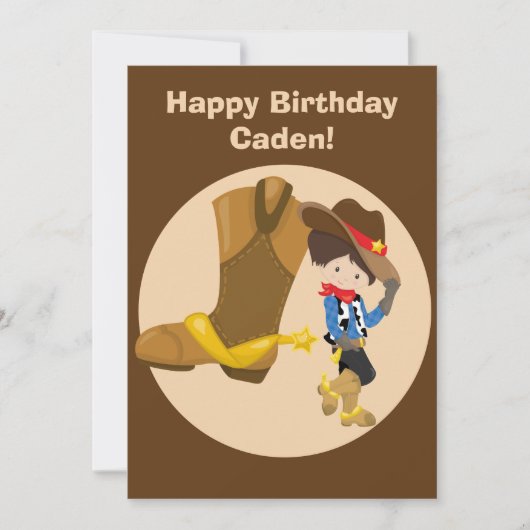 Eigen Cowboy Kinder Land Happy Birthday Kaart (Voorkant)