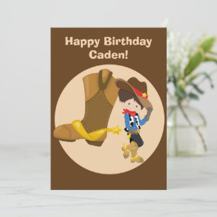 Eigen Cowboy Kinder Land Happy Birthday Kaart