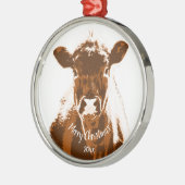 Eigen datum kerstKoe Boerderij Dier Metalen Ornament (Links)