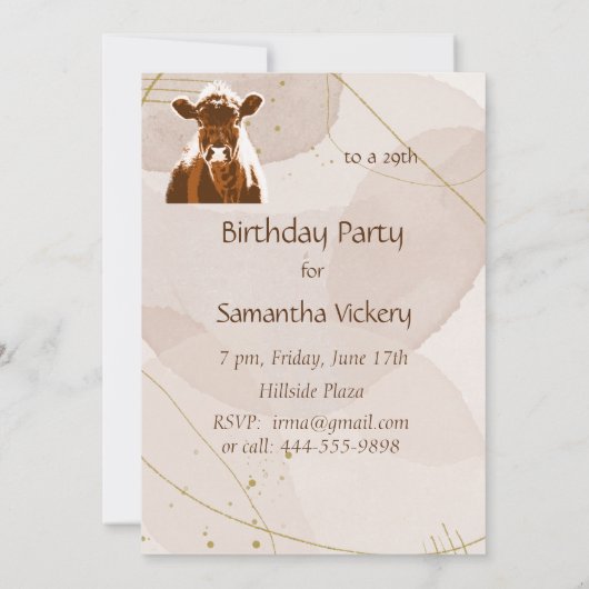 Eigen datum van geboorte Boerderij bruine Koe Kaart (Achterkant)