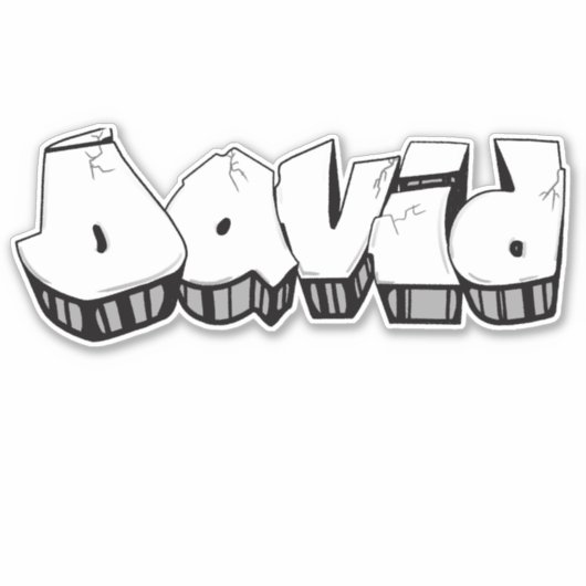 Eigen "David" Graffiti Vinyl Sticker (Voorkant)