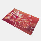 Eigen details kerstboomglans rood deurmat (Schuin)