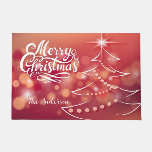 Eigen details kerstboomglans rood deurmat (Voorkant)