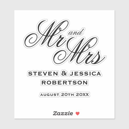 Eigen dhr. en Mrs. elegant recent weds vinylsticke Sticker (Vel)