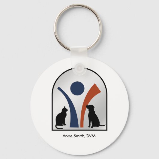 Eigen dierlijk Logo met kat en hond Sleutelhanger (Voorkant)