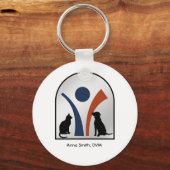 Eigen dierlijk Logo met kat en hond Sleutelhanger (Voorkant)