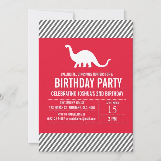 Eigen dinosauriërs - uitnodiging voor een feest te (Voorkant)