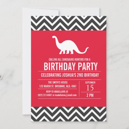 Eigen dinosauriërs - uitnodiging voor een feest te (Voorkant)
