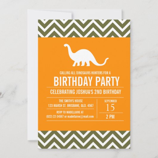 Eigen dinosauriërs - uitnodiging voor een feest te (Voorkant)
