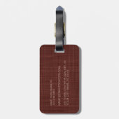 Eigen donkerbruine wijn rode bruine kleur bagagelabel (Achterkant verticaal)
