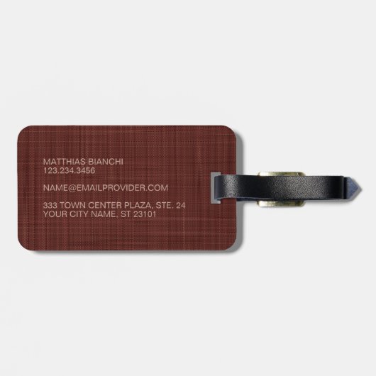 Eigen donkerbruine wijn rode bruine kleur bagagelabel (Achterkant horizontaal)