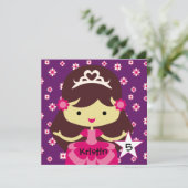 Eigen donkere haarprinses Birthday-uitnodigingen Kaart (Staand voorkant)