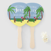 Eigen doxie-kerst in juli handwaaier (Voorkant en achterkant)